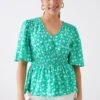 Dorothy Perkins Green Ditsy Shirred Waist Tea Blouse