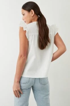 Dorothy Perkins Blue Embroidered Poplin Shell Blouse -Perkinsdory Store bqq09622 ivory xl 2