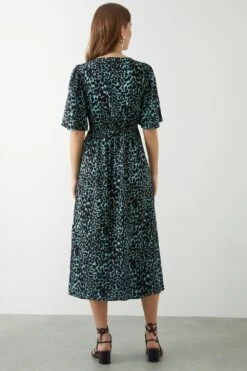 Dorothy Perkins Green Animal Wrap Midi Dress -Perkinsdory Store bqq09628 green xl 2