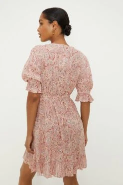 Dorothy Perkins Pink Paisley Ruffle Wrap Mini Dress 7 Dorothy Perkins Pink Paisley Ruffle Wrap Mini Dress -Perkinsdory Store bqq09646 pink xl 2