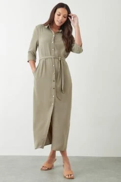 Dorothy Perkins Tall Sage Midi Shirt Dress -Perkinsdory Store bqq09649 sage xl 1