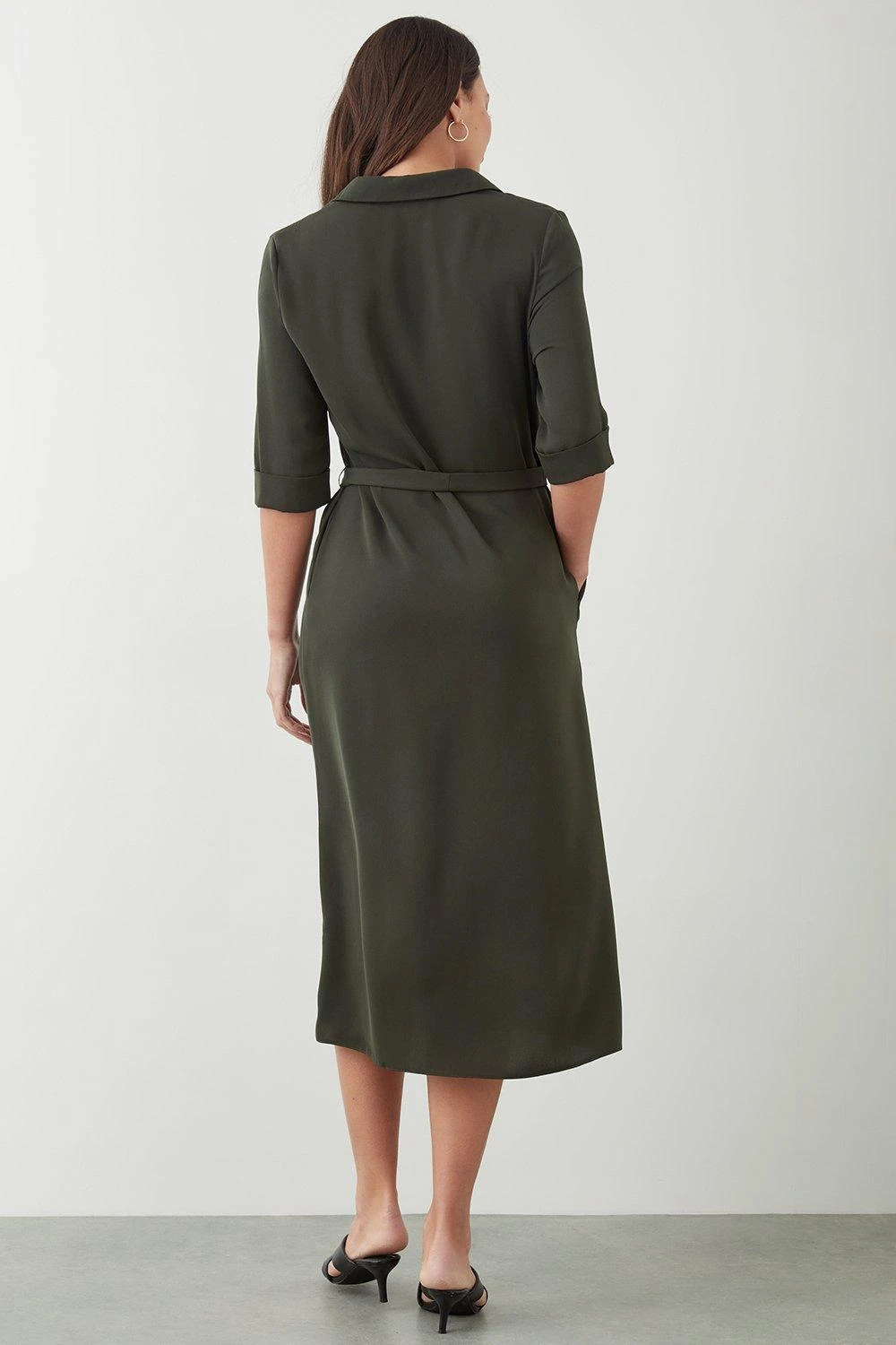 Dorothy Perkins Khaki Button Down Midi Shirt Dress 3 Dorothy Perkins Khaki Button Down Midi Shirt Dress - Image 3