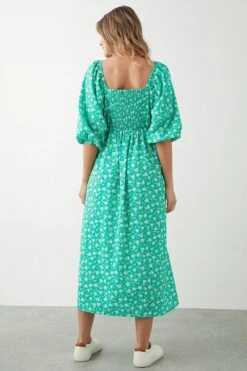 Dorothy Perkins Green Floral Square Neck Midi Dress -Perkinsdory Store bqq09668 green xl 2