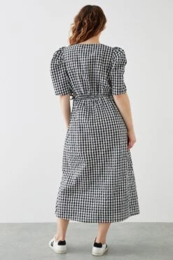 Dorothy Perkins Curve Mono Gingham Wrap Dress 5 Dorothy Perkins Curve Mono Gingham Wrap Dress -Perkinsdory Store bqq09695 mono xl 2