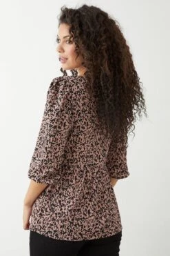 Dorothy Perkins Pink Animal Sweetheart Ruched Top -Perkinsdory Store bqq09713 pink xl 2