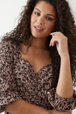 Dorothy Perkins Pink Animal Sweetheart Ruched Top -Perkinsdory Store bqq09713 pink xl 3