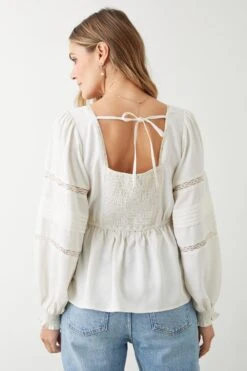 Dorothy Perkins Ivory Lace Trim Square Neck Blouse -Perkinsdory Store bqq09724 ivory xl 2