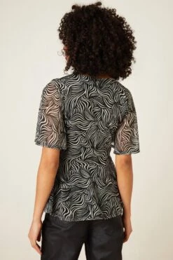 Dorothy Perkins Abstract Mesh Wrap Detail Printed Top -Perkinsdory Store bqq09738 multi xl 2