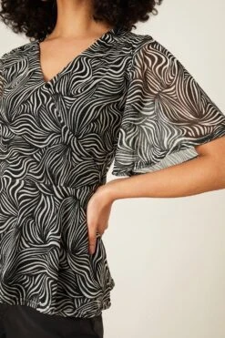 Dorothy Perkins Abstract Mesh Wrap Detail Printed Top -Perkinsdory Store bqq09738 multi xl 3