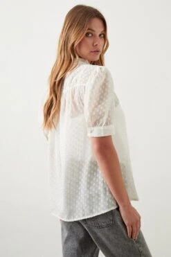 Dorothy Perkins Cream Short Sleeve Pussybow Blouse -Perkinsdory Store bqq09808 cream xl 2