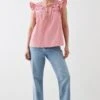 Dorothy Perkins Petite Pink Embroidered Poplin Shell Blouse