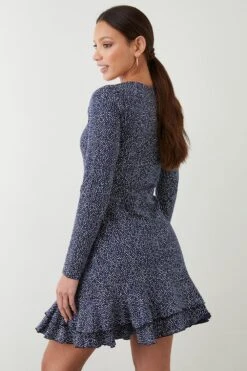 Dorothy Perkins Navy Spot Ruffle Hem Mini Dress -Perkinsdory Store bqq09882 navy xl 2