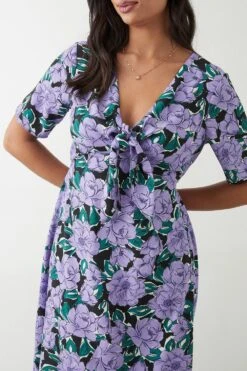 Dorothy Perkins Lilac Large Floral Tie Front Midi Dress -Perkinsdory Store bqq09958 lilac xl 3