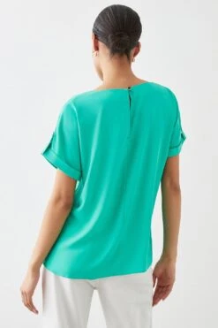 Dorothy Perkins Roll Sleeve Blouse -Perkinsdory Store bqq09975 green xl 2