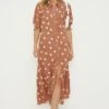 Dorothy Perkins Taupe Spot Print Midi Shirt Dress