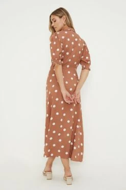 Dorothy Perkins Taupe Spot Print Midi Shirt Dress -Perkinsdory Store bqq09987 taupe xl 2