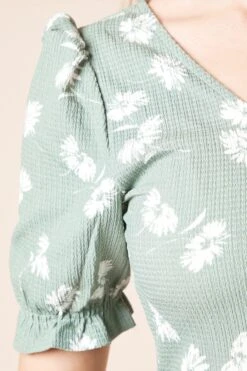 Dorothy Perkins Khaki Ditsy Print Short Sleeve Midi Dress -Perkinsdory Store bqq10006 khaki xl 4