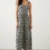 Dorothy Perkins Petite Black Daisy Tiered Maxi Dress
