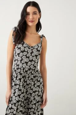 Dorothy Perkins Petite Black Daisy Tiered Maxi Dress -Perkinsdory Store bqq10014 black xl 3