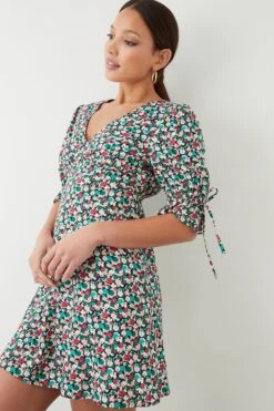 Dorothy Perkins Floral Tie Sleeve Mini Dress