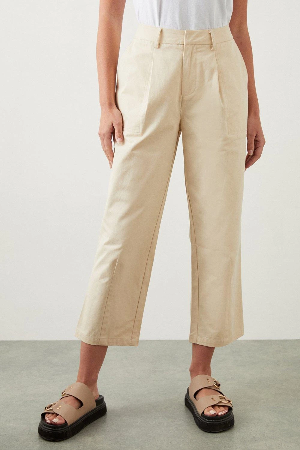 Dorothy Perkins Petite Cotton Crop Trousers 2 Dorothy Perkins Petite Cotton Crop Trousers - Image 2