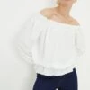 Dorothy Perkins Ivory Shirred Bardot Top