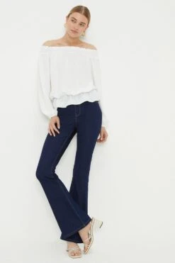 Dorothy Perkins Ivory Shirred Bardot Top -Perkinsdory Store bqq10137 ivory xl 1