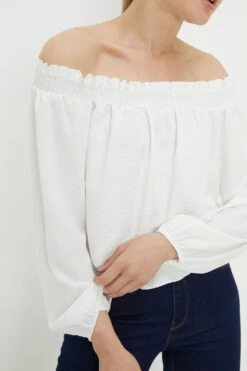 Dorothy Perkins Ivory Shirred Bardot Top -Perkinsdory Store bqq10137 ivory xl 2