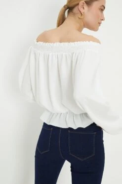 Dorothy Perkins Ivory Shirred Bardot Top -Perkinsdory Store bqq10137 ivory xl 3