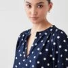 Dorothy Perkins Petite Navy Spot Puff Sleeve Overhead Shirt