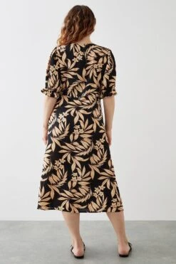 Dorothy Perkins Curve Black Tropical Wrap Midi Dress -Perkinsdory Store bqq10176 black xl 2