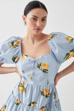 Dorothy Perkins Petite Lemon Print Ruffle Mini Dress