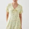 Dorothy Perkins Petite Yellow Ditsy Tie Front Mini Dress
