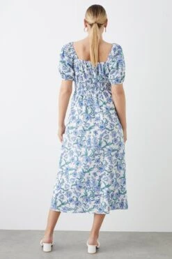 Dorothy Perkins Tall Blue Floral Tie Front Midi Dress -Perkinsdory Store bqq10295 blue xl 2