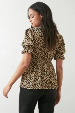 Dorothy Perkins Shirred Waist Puff Sleeve Crinkle Top -Perkinsdory Store bqq10312 multi xl 2