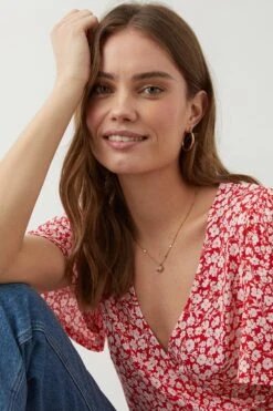 Dorothy Perkins Angel Sleeve Wrap Top -Perkinsdory Store bqq10314 red xl 3