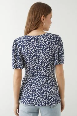 Dorothy Perkins Spot Print Angel Sleeve Wrap Top -Perkinsdory Store bqq10315 navy xl 2
