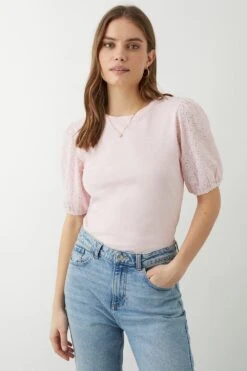 Dorothy Perkins Cotton Broderie Sleeve Top
