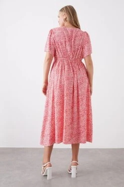 Dorothy Perkins Curve Pink Animal Empire Seam Midi Dress -Perkinsdory Store bqq10380 pink xl 2