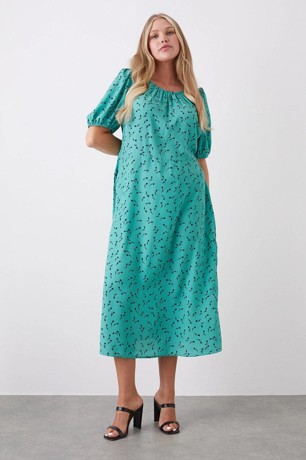 Dorothy Perkins Curve Green Tulip Short Sleeve Midi Dress 1 Dorothy Perkins Curve Green Tulip Short Sleeve Midi Dress