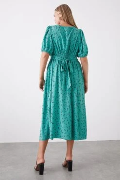 Dorothy Perkins Curve Green Tulip Short Sleeve Midi Dress 5 Dorothy Perkins Curve Green Tulip Short Sleeve Midi Dress -Perkinsdory Store bqq10381 green xl 2