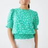 Dorothy Perkins Green Ditsy Shirred Hem Top