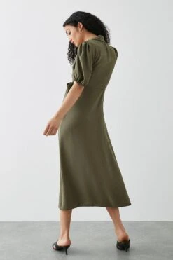 Dorothy Perkins Collar Wrap Midi Dress -Perkinsdory Store bqq10420 khaki xl 2