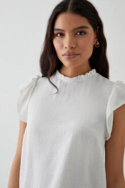 Dorothy Perkins Ivory Frill Neck Shell Blouse -Perkinsdory Store bqq10431 ivory xl 1