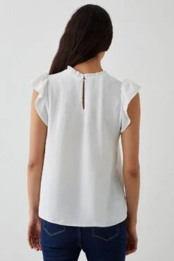 Dorothy Perkins Ivory Frill Neck Shell Blouse -Perkinsdory Store bqq10431 ivory xl 2