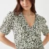 Dorothy Perkins Ditsy Shirred Hem Wrap Blouse
