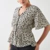 Dorothy Perkins Animal Print Button Through Tea Blouse