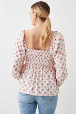 Dorothy Perkins Pink Rose Shirred Bodice Blouse -Perkinsdory Store bqq10529 pink xl 2