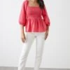 Dorothy Perkins Pink Shirred Bodice Blouse