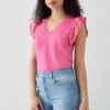 Dorothy Perkins V Neck Frill Sleeve Top